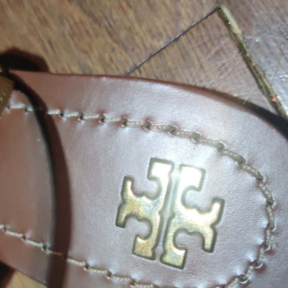 Tory Burch Gold and Tan Leather Sandals Size 9M - Picture 8 of 8